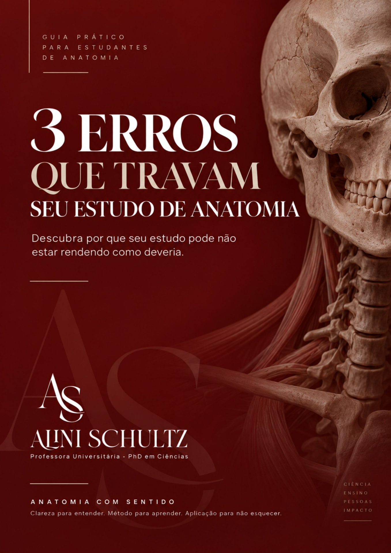 Capa do guia gratuito: 3 erros que travam seu estudo de Anatomia